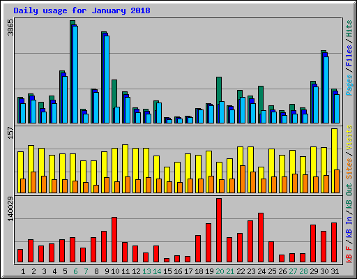 Daily usage for January 2018